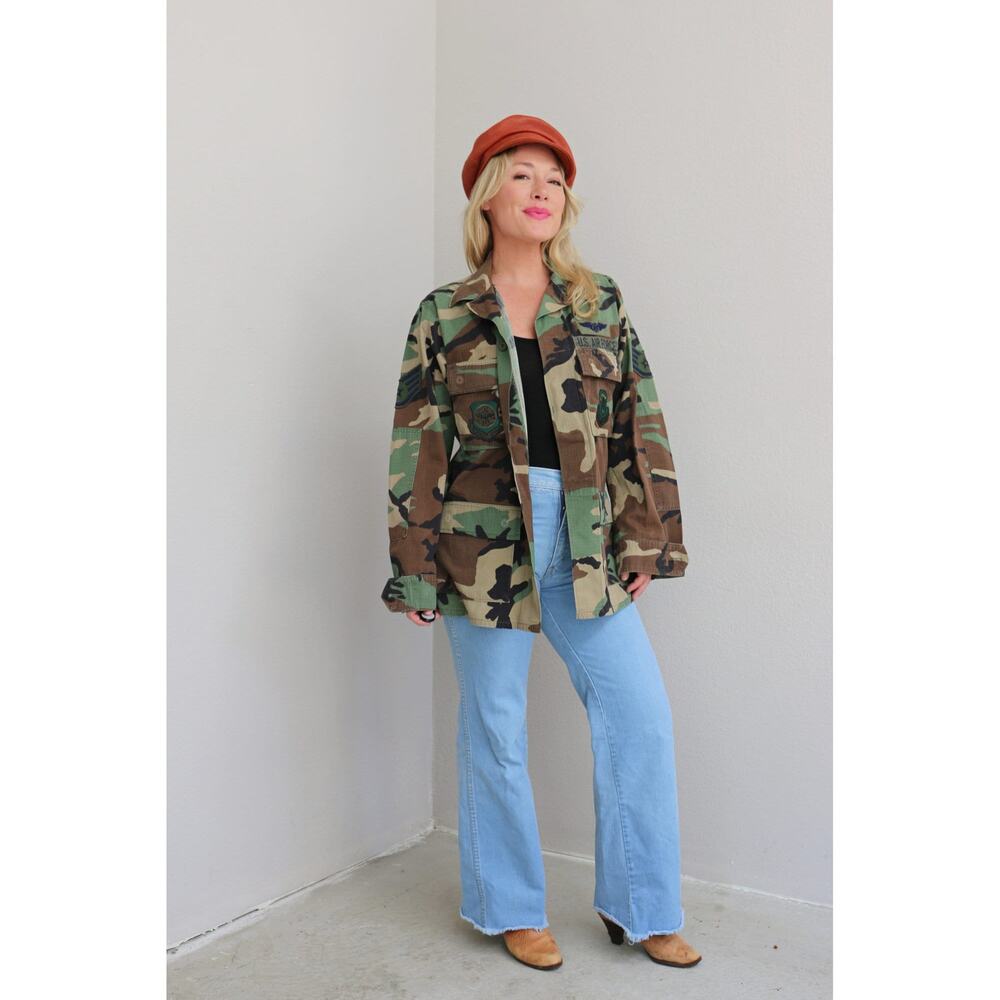 1990's Vintage Woodland 446th Airlift Wings Camouflage Jacket ~ Women's XS SM MD